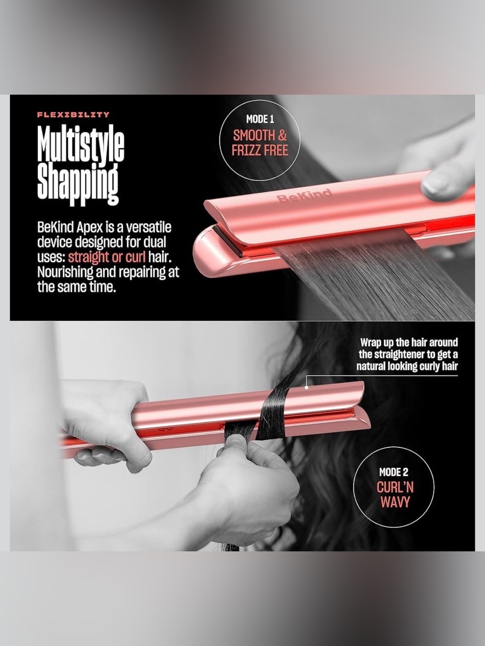 2-in-1 Hair Straightener Flat Iron & Curler 1“ 450°F